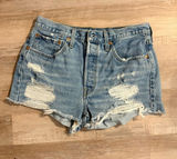Levi’s 501 Original High Rise Distressed Denim Shorts - Light Wash - Size 30 Photo 0