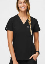 Figs Caterina Short Sleeve V-Neck Scrub Top Women's Size Large in Black - EUC! Photo 0