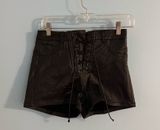 trendy y2k lace up faux leather micro mini shorts size S Photo 0