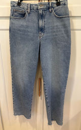 Good American Good Straight High Rise Raw Hem Jeans casual size 10/30 Preppy Photo 0