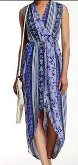 ASTR the Label Dress sz XS Purple Midi Floral Hi Lo Wrap Fairy Sleeveless Photo 0