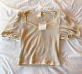 Altar’d State Cream Puff Sleeve Smocked Top Size Medium Photo 0