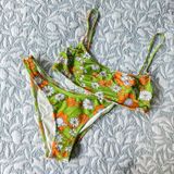 Triangl Floral Green and Orange Bikini Set, Size Small Photo 0