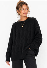 Aerie Black Cable Knit Oversized Sweater Size XXL NWT Photo 0