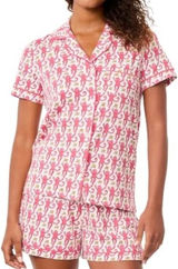 Roller Rabbit Pink Monkey Polo Pajama Short Sleeve Shirt and Shorts Set size Small Photo 0