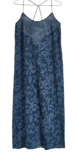 NWT Madewell Burnout Dusty Blue Floral Halter Cover-Up Midi Dress Sz Medium Photo 0
