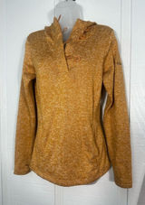 Columbia Darling Days Womens Pullover Light Orange 1/4 Button Size Small EUC Brown Photo 0