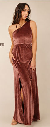 Baltic Born Tatiana Velvet One Shoulder Maxi Dress Desert Rose Size S Photo 0