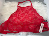 Victoria’s Secret Very Sexy Bow Lace High Neck Unlined Halter Bra – Red/Nude Photo 0