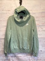Nike Sage Green Pullover cowl neck White Swoosh Hoodie hooded Large sweatshirt Photo 0