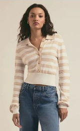 Favorite Daughter Women The Belle‎ Cardigan Sweater Medium Preppy Striped Polo Photo 0