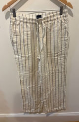 Gap Womens Small Cream Grey Striped Cotton Flannel Pajama Pants Photo 0