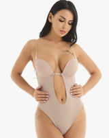 Women's U Plunge Clear Straps Bridal Shapewear Body Shaper Backless Bodysuit Photo 0