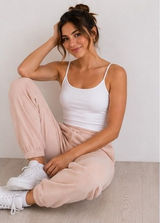 PINK Victoria's Secret Fleece Jogger Sweatpants Womens Large Pink Drawstring Photo 0