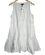 J. Crew Tiered lace-up mini dress‎ in cotton poplin White M BR462 Photo 0