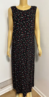 Studio Ease Black Floral Sleeveless Maxi Dress 14 Cottagecore Vintage 90s y2k Photo 0