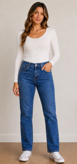 Levi's 505 Straight Leg Jeans Women's 8 Medium Blue Mid Rise Stretch Denim EUC Photo 0