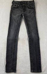 Miss Me Womens Gray Skinny Jeans JP5014SK-3 Low Rise Embellished Size 25 Photo 0