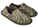 Sanuk Sidewalk Surfer Zebra Print Canvas Slip On Loafers Olive Tan Womens 8 Photo 0