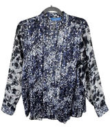 Simply Vera Vera Bradley Black Blue Sheer Blouse Large Photo 0
