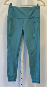 RBX Teal Blue High Waisted Activewear 7/8 Cropped Leggings with Pockets Small Photo 0