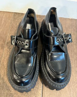 Steve Madden Henna Black Slip on Loafers with Buckle Detail Size 6M‎ Photo 0