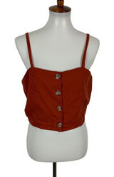 Purple Snow Brown Crop Top XL Button Front‎ Y2K Retro Cottagecore Fall Photo 0