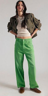 We the Free Easton Workwear Low Rise Wide Leg Cargo Jeans in Bright Green 26 Photo 0