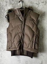 The North Face 600 Down Quilted Vest Women's Small Removable Faux Fur Hood Brown Photo 0