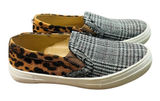 Mata Slip On Sneakers Womens 7.5 Plaid‎ Leopard Print Mixed Media Low Top Shoes Photo 0