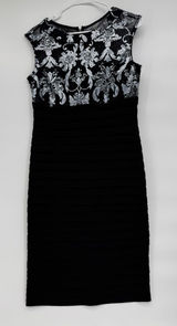 Scarlett Black Midi Dress with Silver Embellished Bodice Photo 0