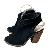 Vince Camuto Peep Toe Stacked Block Heel Faux Suede Sling Back Sandals Size 7.5 Photo 0
