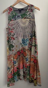 Desigual Large Lucille Tank Dress Asymmetrical Grey Colorful Flowy Spring Photo 0