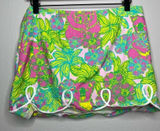 Lilly Pulitzer‎ Women White Tag Skirt 6 Pink Green Koala Floral Scalloped Mini Photo 0