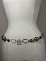 Bronze Gold Tone Chain Y2K Belt Necklace Waist Chain Boho Photo 0
