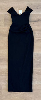 Showpo Maxi Dress Gown Veronika Sweatheart Neckline Size US 2 in Black Photo 0