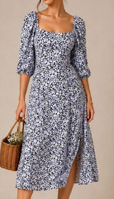 Abercrombie & Fitch Ditsy Floral Midi Dress Size M Tall Cottage Prairie Romantic Photo 0