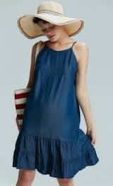 2 /$30 Hyfve Hyfve Hyfve denim linen dress mini size Large coastal Photo 0