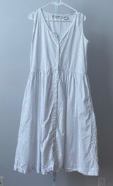 Paris Sport Club Cotton Boho Coastal Prairie Eyelet Button Midi Dress 7 White Photo 0