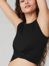 Alo Cover Tank Black Twist Front Cropped Top Small Photo 0
