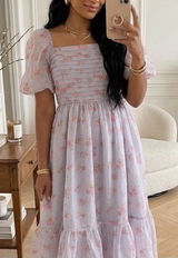 Abercrombie & Fitch Emerson Floral Angel Sleeve Midi Dress Medium Petite Photo 0