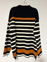 Jones New York Jones & Co Striped‎ Sweater Black White Orange Size M Relaxed Fit Photo 0