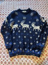 Jones New York Vintage 90s Winter Elk Knit Snowflake Sweater size medium Photo 0