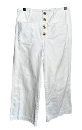 Zara‎ White Cropped Sailor Pants Womens Size 6 High Rise Lace Trim Hem Photo 0