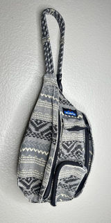 KAVU Gray Rope Sling Backpack Canvas Crossbody Travel Bag Geometric Women Photo 0
