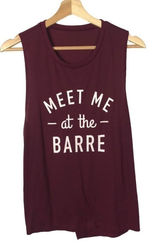 Boutique Meet Me At the Barre Burgundy‎ Red Graphic Muscle Tank Top S Photo 0