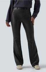 Halara Size L Women's Black Faux Leather Flared Pants NWOT Photo 0