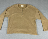 Madewell Sweater Womens L Brown Henley 3/4 Sleeve Terry Relaxed Pullover MWL Top Photo 0
