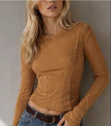 Anthropologie Pilcro Long Sleeve Cocoon Corset Top Sz M Rust Orange Cottagecore Photo 0