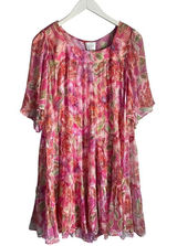 Jade Pink‎ Floral Spring Summer Dress Silk Sheer Bridal Shower Baby Shower sz S Photo 0